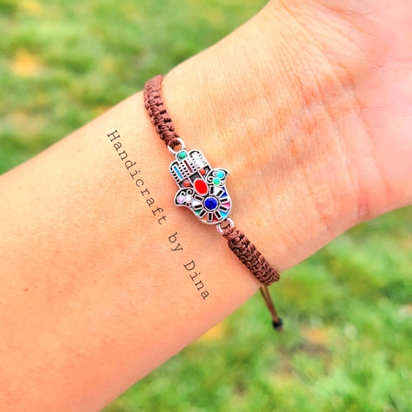 Handmade Hamsa Hand Evil Eye Protection Bracelet - Picture 1 of 5